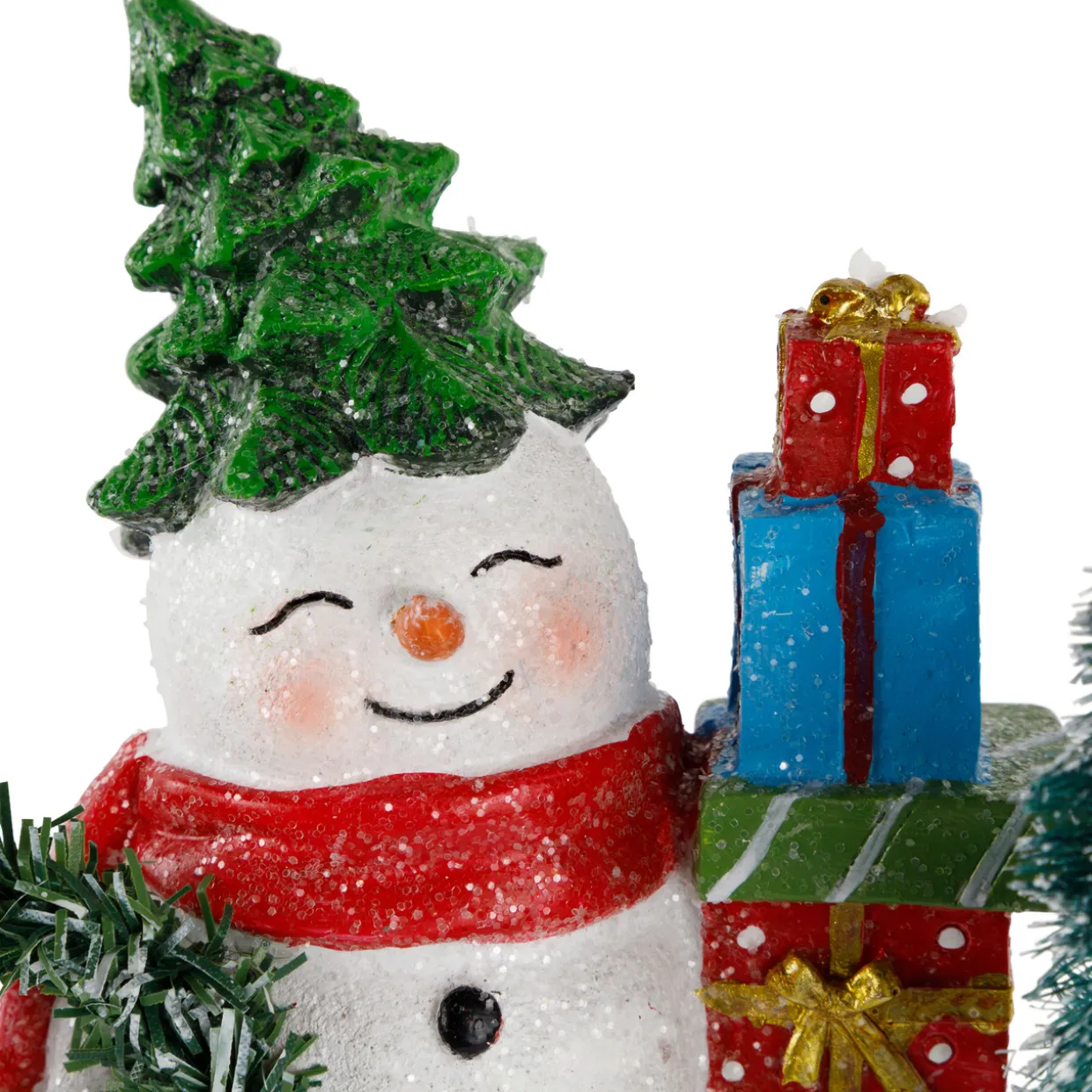 Shopping Snowmen Couple with Presents Christmas Figurines - 8" - Set of 2