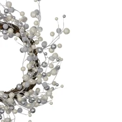 Silver and White Ball Ornaments Christmas Wreath, 20-Inch, Unlit