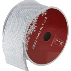 Silver Burlap Wired Christmas Craft Ribbon 2.5" x 10 Yards