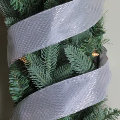 Silver Burlap Wired Christmas Craft Ribbon 2.5