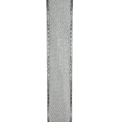Silver Glittering Metallic Lattice Wired Christmas Craft Ribbon 2.5 x 10 Yards