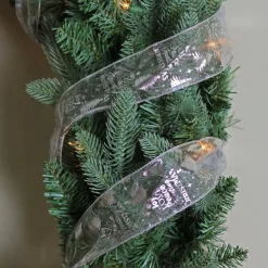 Silver Wired Christmas Words Craft Ribbon 2.5