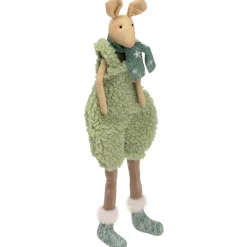 Sitting Boy Mouse in Overalls with Dangling Legs Christmas Figure - 18