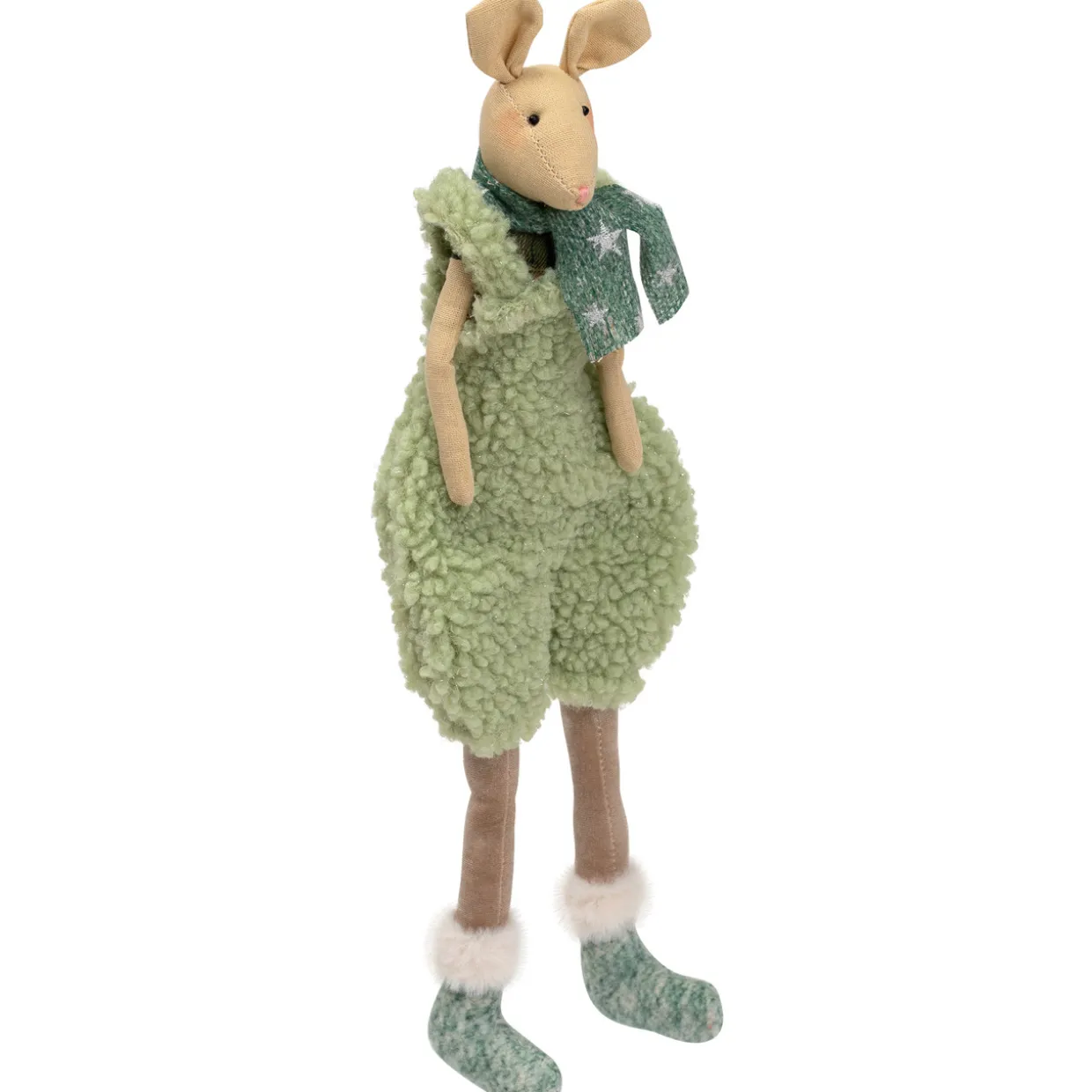 Sitting Boy Mouse in Overalls with Dangling Legs Christmas Figure - 18"