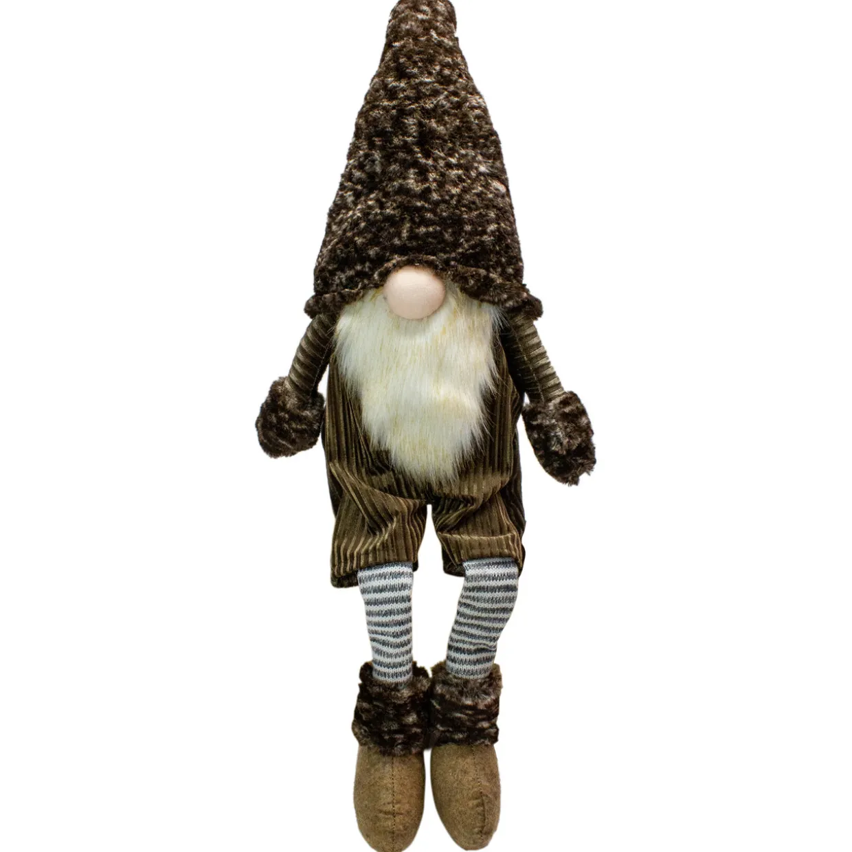 Sitting Christmas Gnome with Striped Dangling Legs - 34"