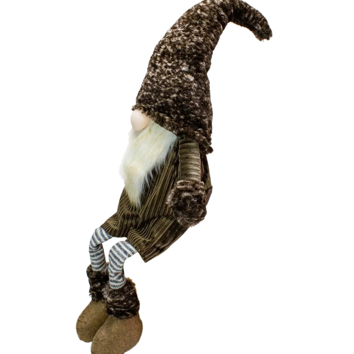 Sitting Christmas Gnome with Striped Dangling Legs - 34"