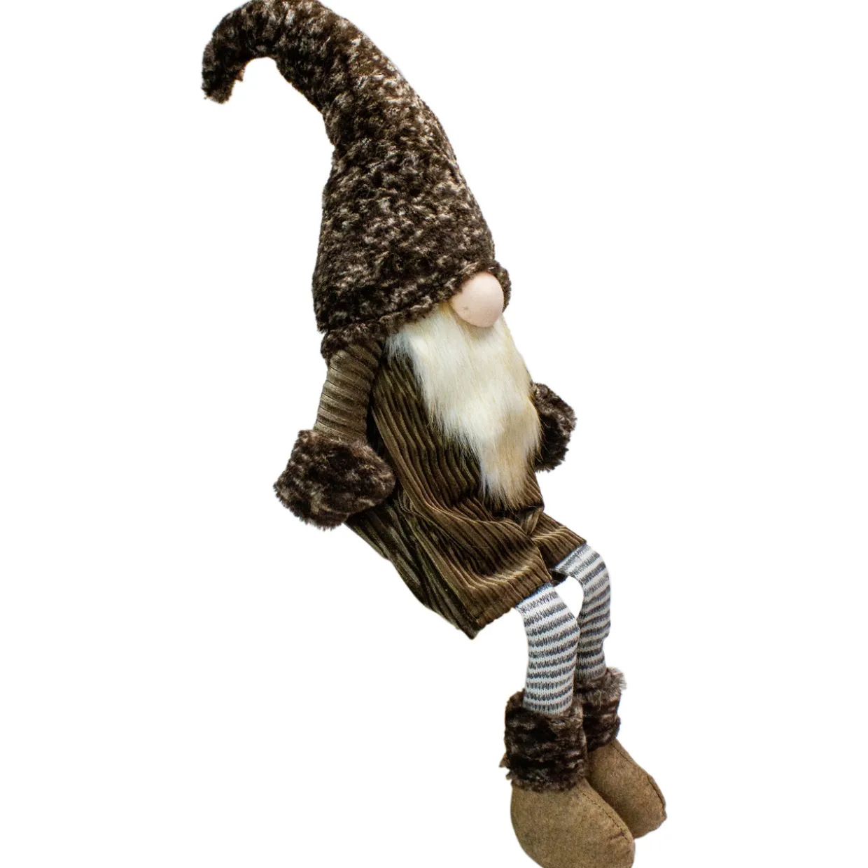 Sitting Christmas Gnome with Striped Dangling Legs - 34"