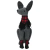 Sitting Dog with Plaid Collar Christmas Decoration - 14.5” - Gray and Red