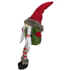 Sitting Female Gnome with Pigtails and Dangling Legs Christmas Figurine - 25
