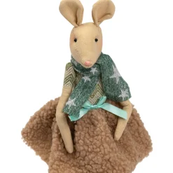 Sitting Girl Mouse in Plush Dress with Dangling Legs Christmas Figure - 18