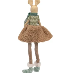 Sitting Girl Mouse in Plush Dress with Dangling Legs Christmas Figure - 18