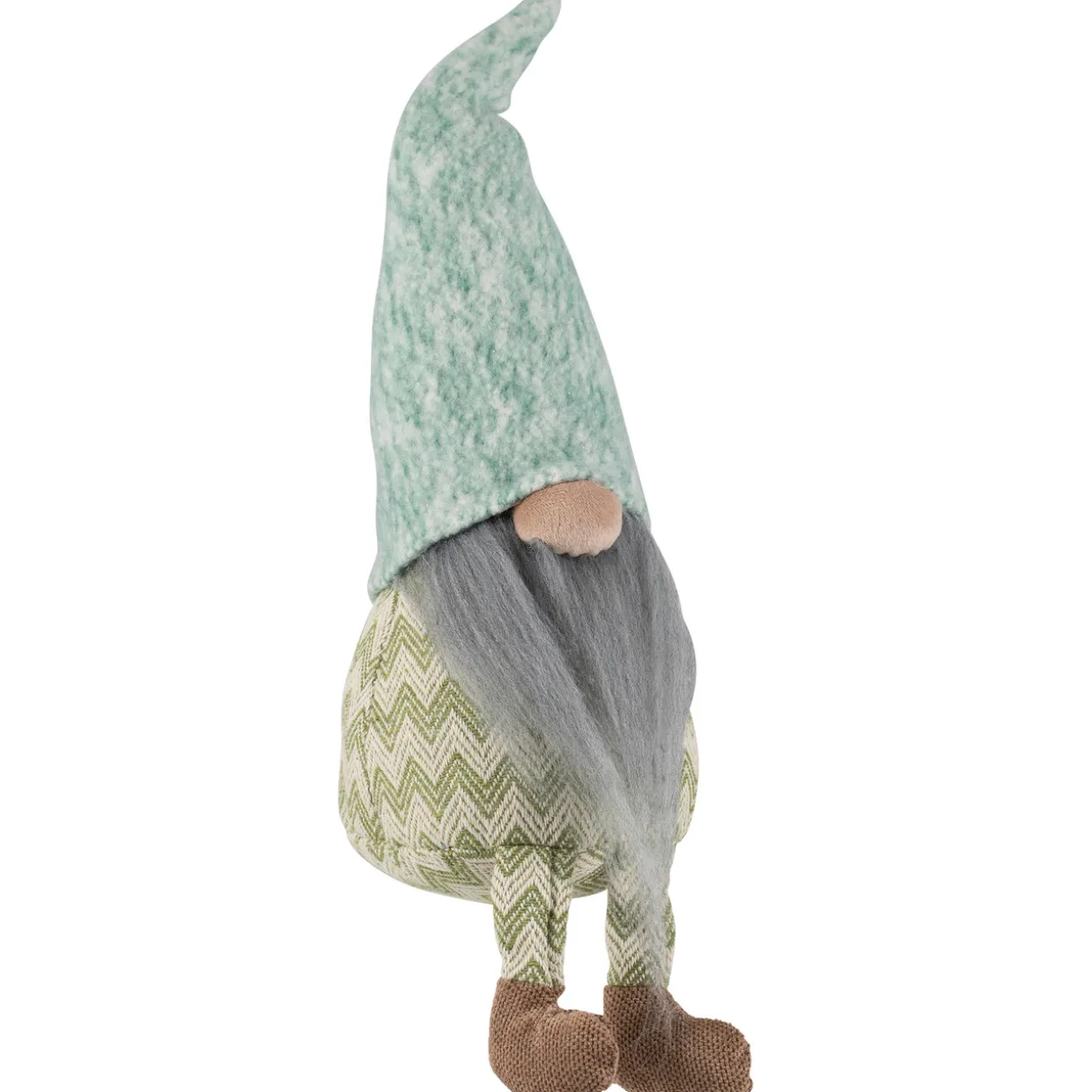 Sitting Gnome With Chevron Outfit Christmas Figure - 13.75"