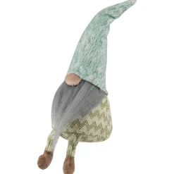 Sitting Gnome With Chevron Outfit Christmas Figure - 13.75