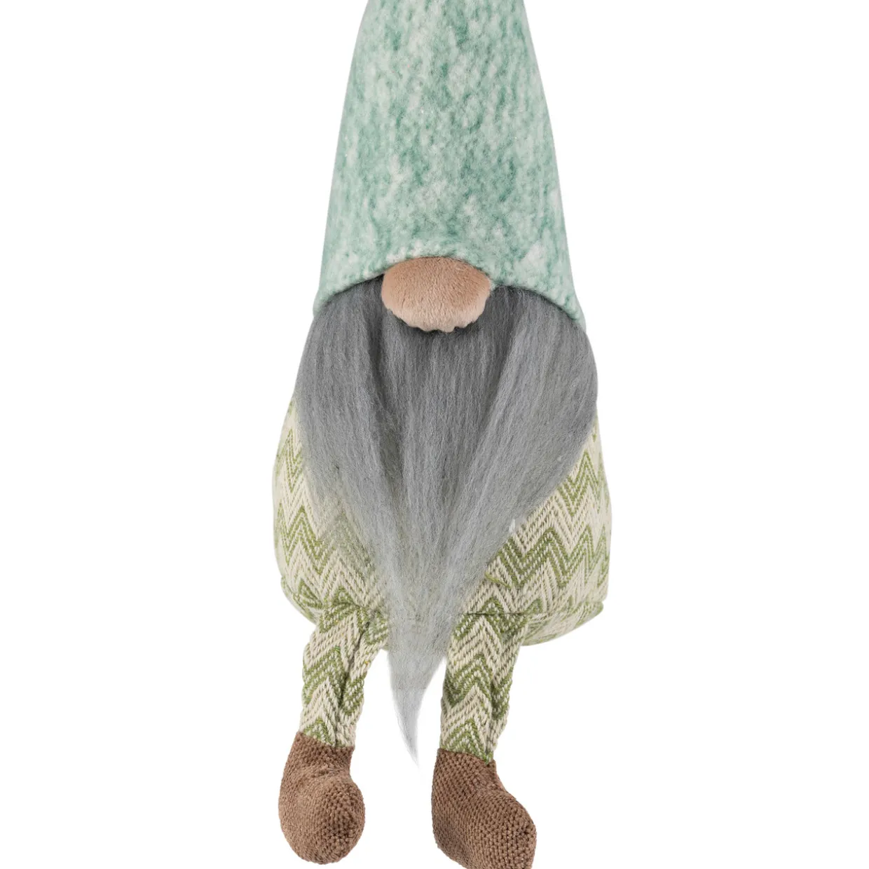 Sitting Gnome With Chevron Outfit Christmas Figure - 13.75"