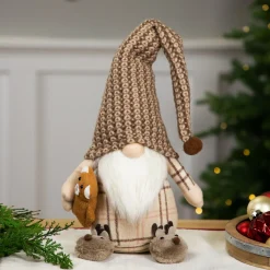 Sitting Gnome with Teddy Bear Christmas Figure - 14"