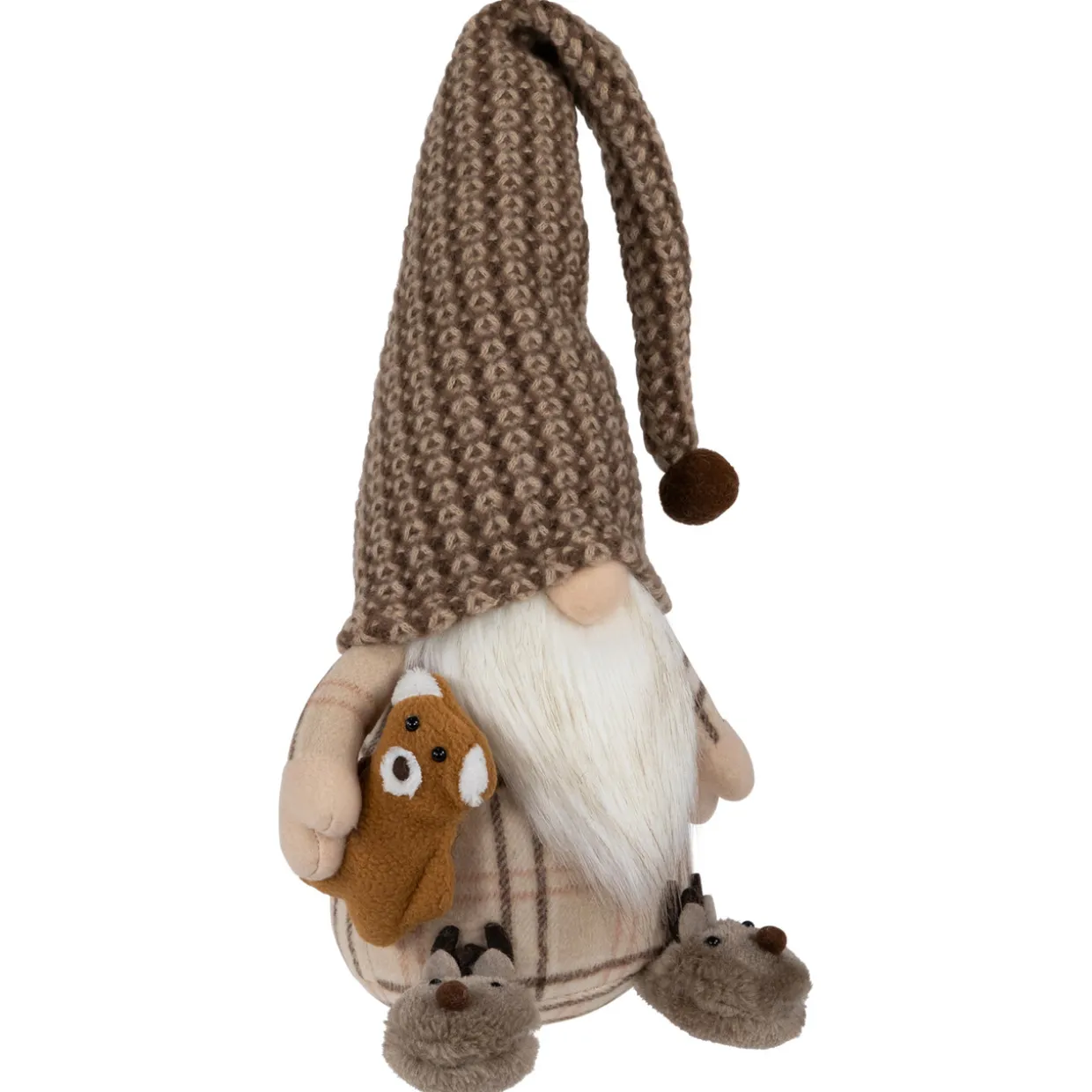 Sitting Gnome with Teddy Bear Christmas Figure - 14"