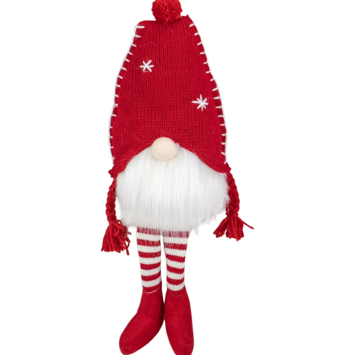 Sitting Plush Christmas Gnome Decoration - 18" - Red and White