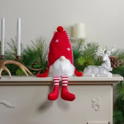 Sitting Plush Christmas Gnome Decoration - 18" - Red and White