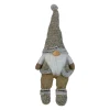 Sitting Plush Faux Fur Gnome Christmas Figure - 17" - Gray and Beige