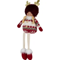 Sitting Plush Girl with Dangling Legs Christmas Figure - 16