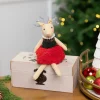 Sitting Reindeer Girl in Dress Christmas Figure - 5.5"