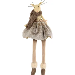 Sitting Reindeer Girl with Dangling Legs Christmas Figure - 18"