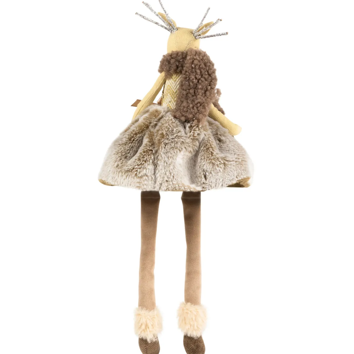 Sitting Reindeer Girl with Dangling Legs Christmas Figure - 18"