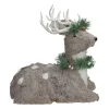 Sitting Sisal Reindeer with Wreath Christmas Figure - 14" - Gray