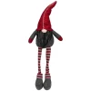 Sitting Striped Gnome Christmas Figure - 22" - Red and Gray