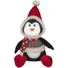 Sitting Winter Penguin Christmas Figure - 15" Red, White, and Black