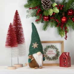 Skiing Gnome with Snowflake Knitted Hat Christmas Decoration - 12.5"