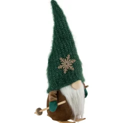 Skiing Gnome with Snowflake Knitted Hat Christmas Decoration - 12.5