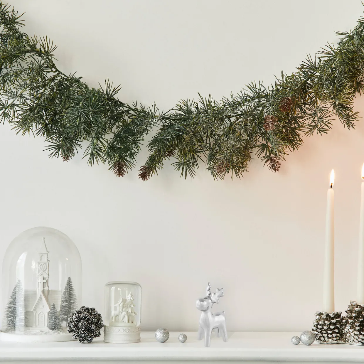 Sleek Ceramic Standing Moose Christmas Figurine - 7" - Silver Finish