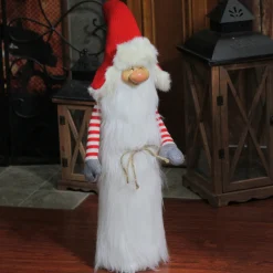 Slim Santa Christmas Gnome with White Fur Suit and Red Hat - 35