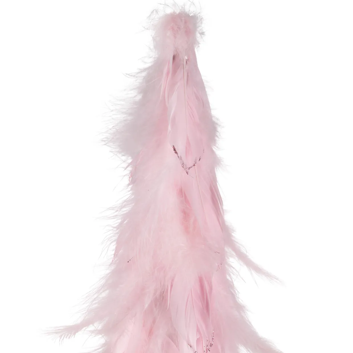 Small Layered Feather Cone Tree Glittered Christmas Decoration - 16" - Pink