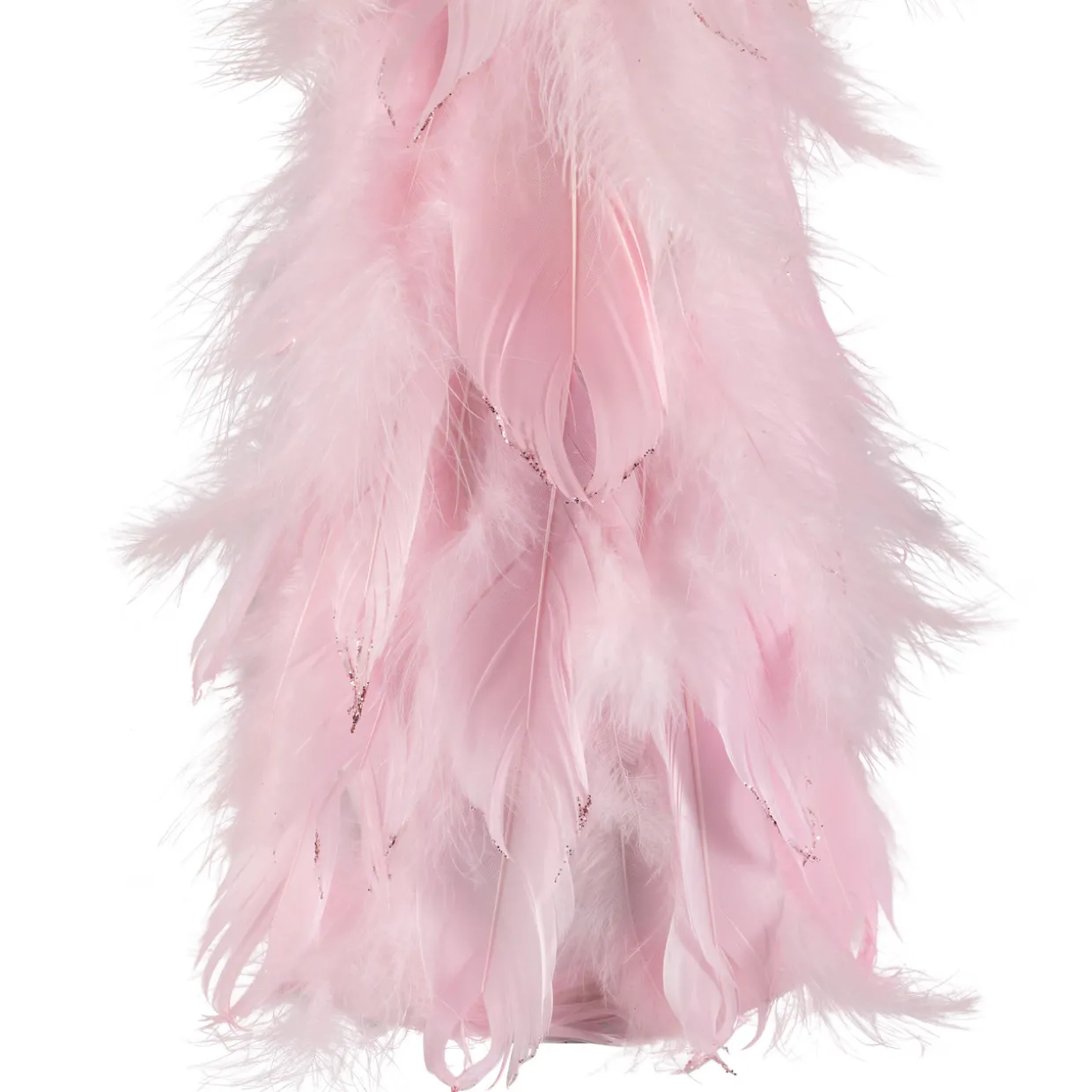 Small Layered Feather Cone Tree Glittered Christmas Decoration - 16" - Pink