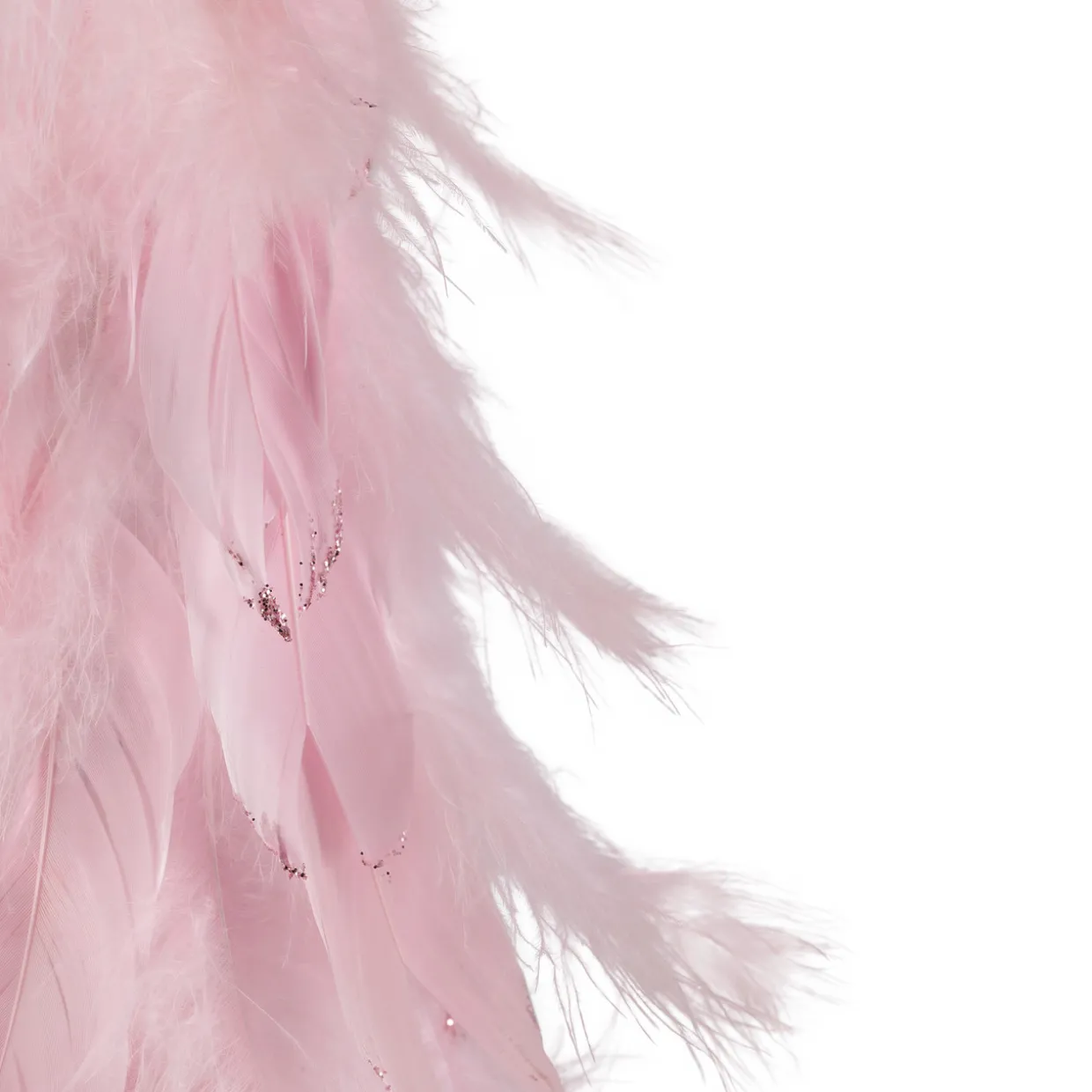 Small Layered Feather Cone Tree Glittered Christmas Decoration - 16" - Pink