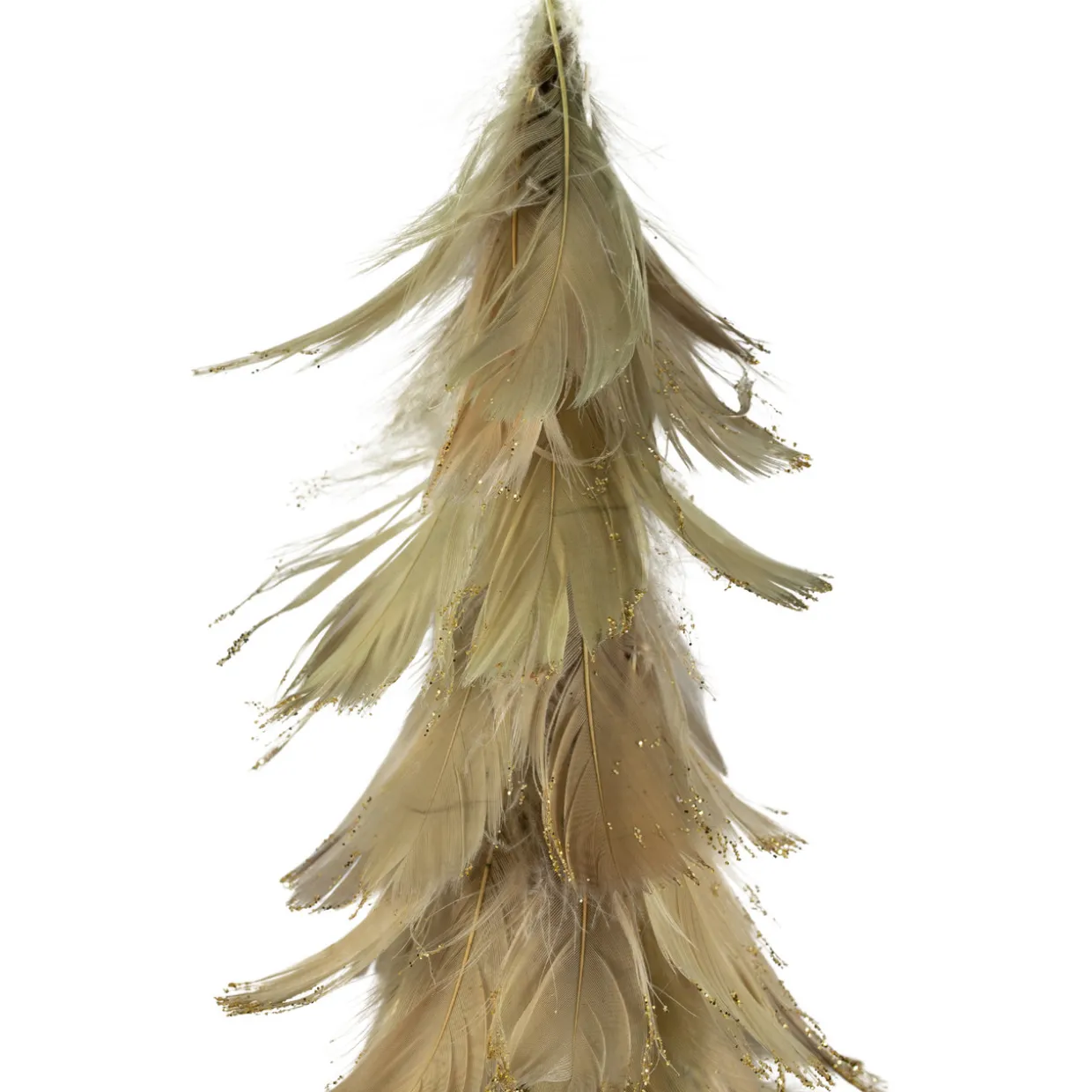 Small Layered Feathers Cone Tree Christmas Tabletop Decoration - 15.75"