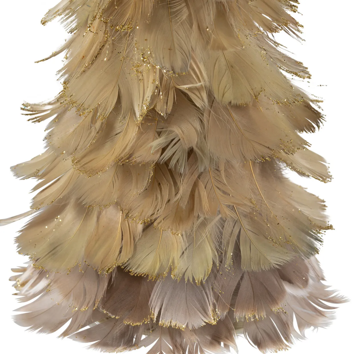 Small Layered Feathers Cone Tree Christmas Tabletop Decoration - 15.75"
