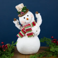 Smiling and Waving Snowman Christmas Figurine - 11.25"
