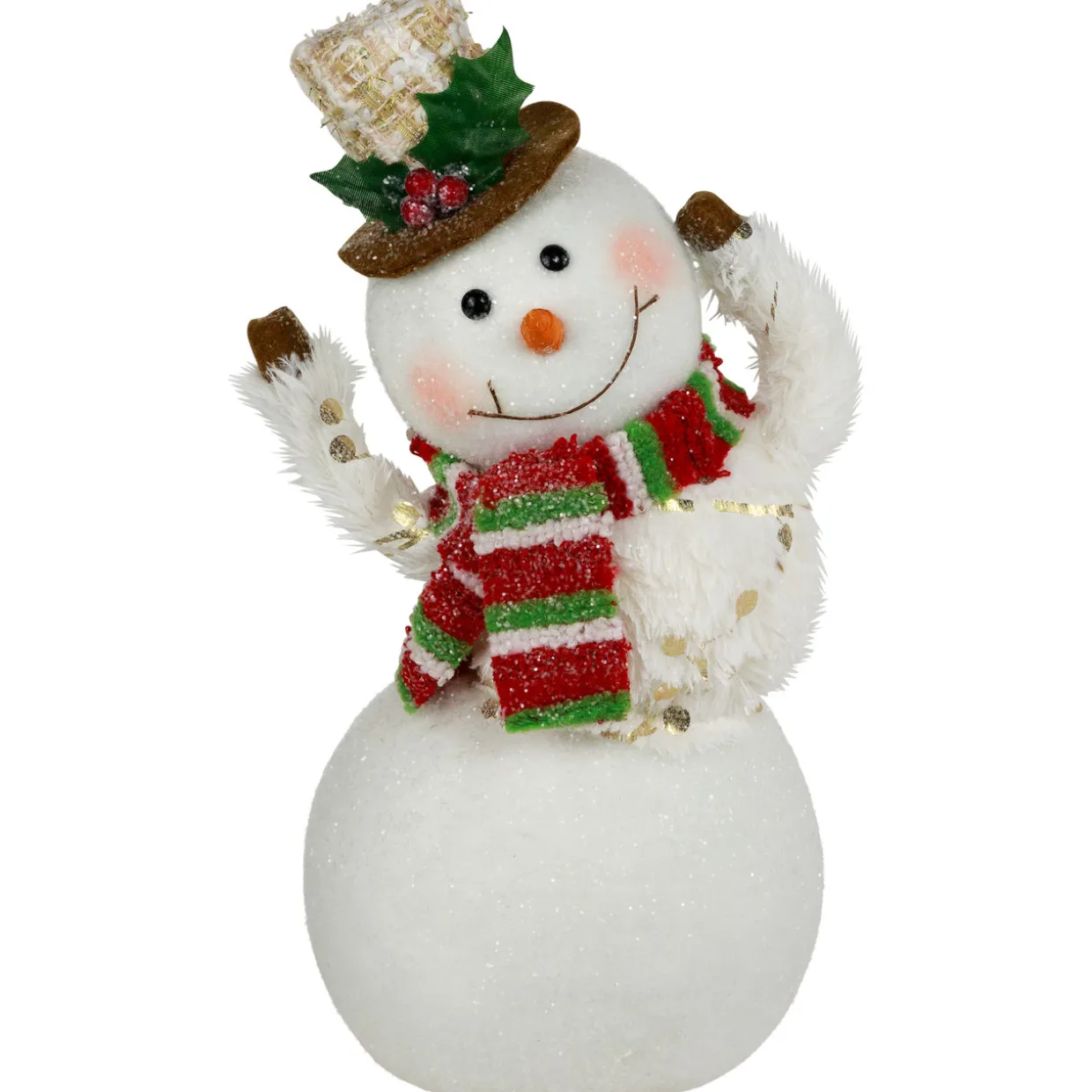 Smiling and Waving Snowman Christmas Figurine - 11.25"
