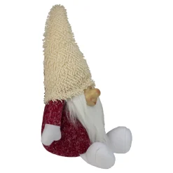 Smiling Chubby Plush Gnome with Textured Hat Christmas Figure - 15