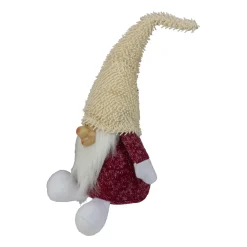 Smiling Chubby Plush Gnome with Textured Hat Christmas Figure - 15