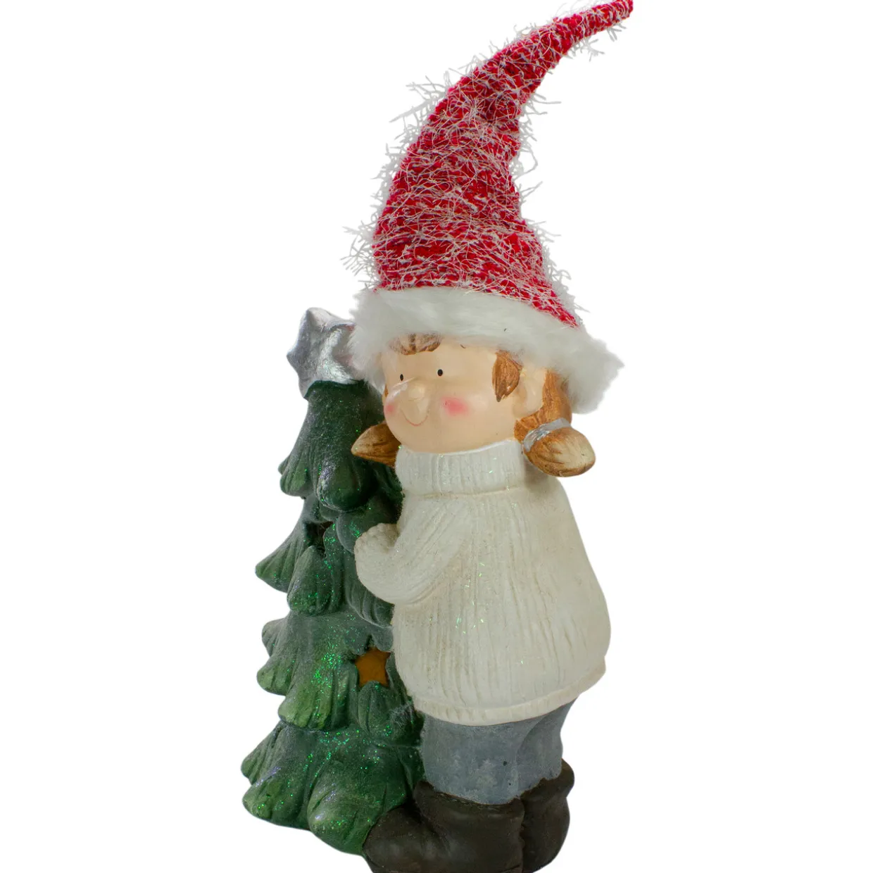 Smiling Girl Hugging a Star Tree Christmas Figure - 30"