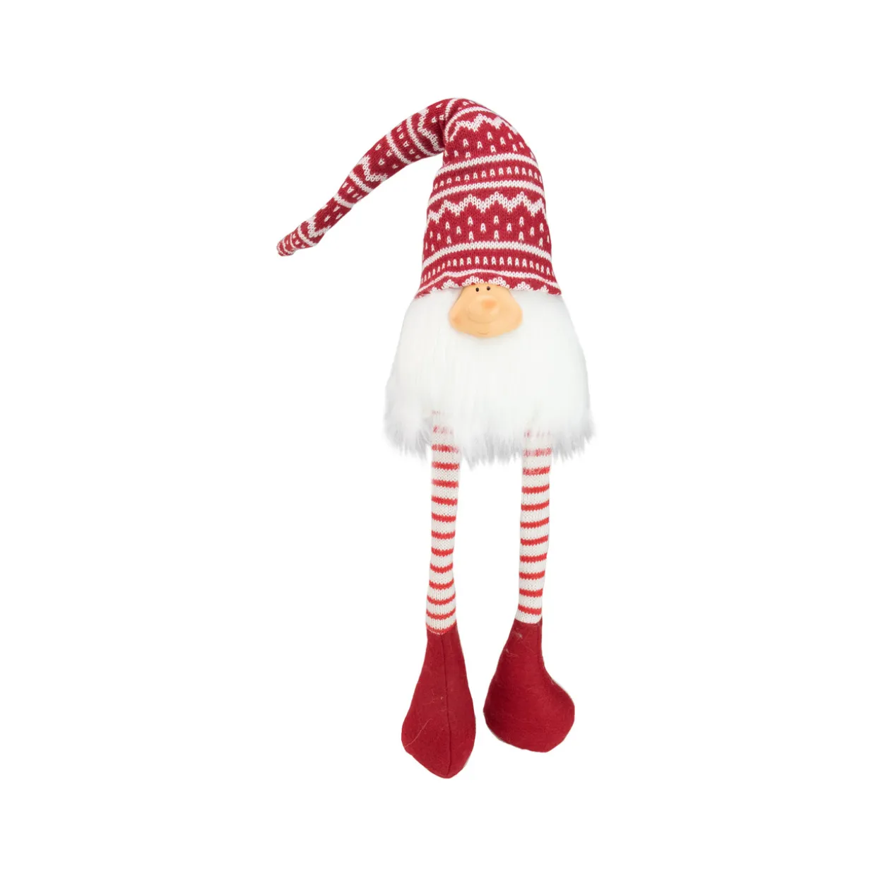 Smiling Gnome with Dangling Legs Christmas Figure - 29" - Red and White