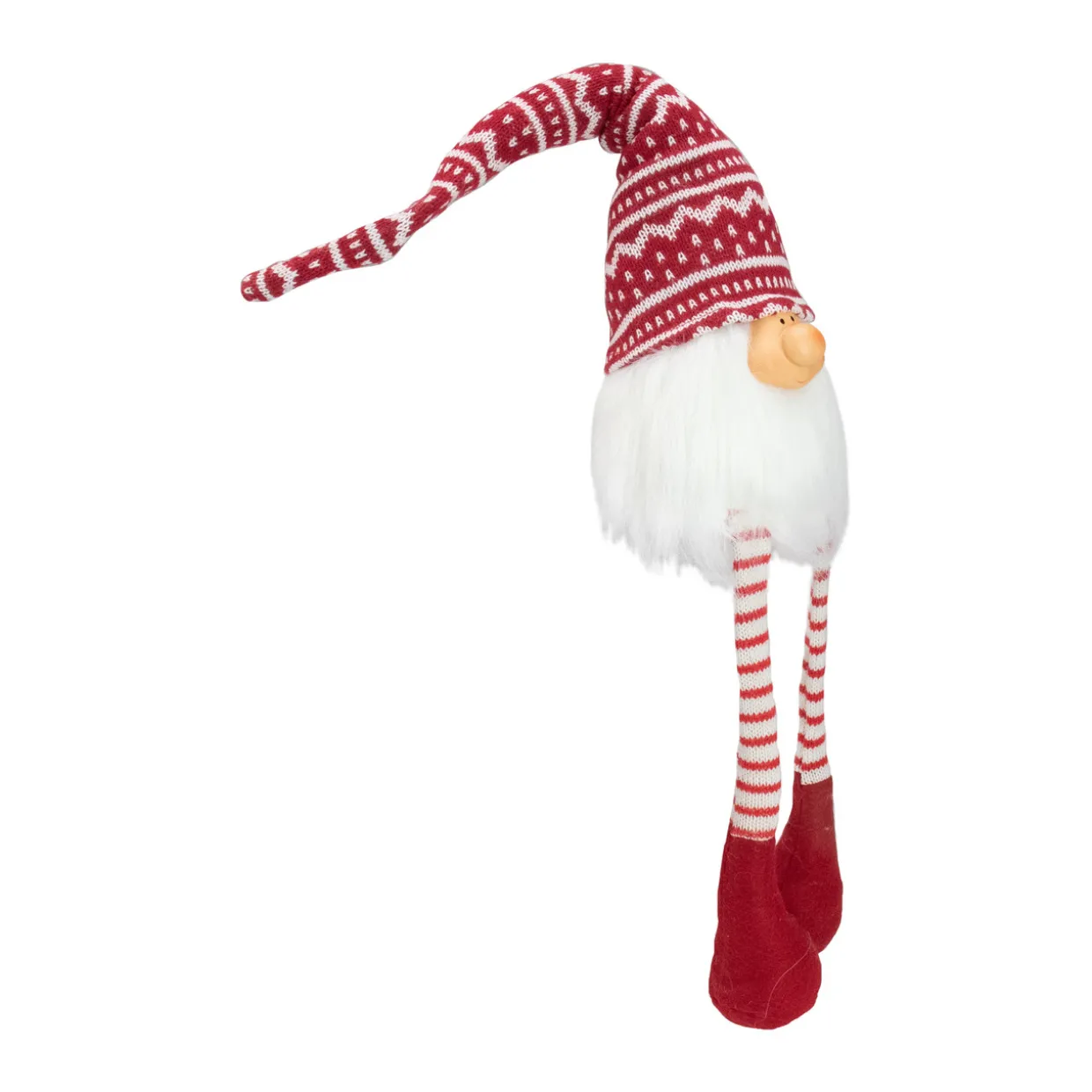 Smiling Gnome with Dangling Legs Christmas Figure - 29" - Red and White