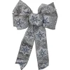 Snowflake 6-Loop Christmas Bow Decoration - 9" x 14" - Gray and White