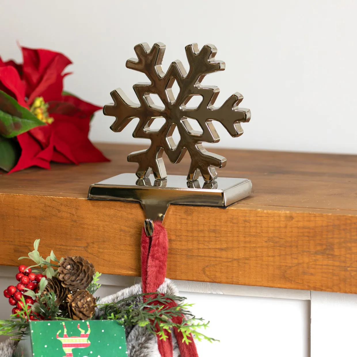 Snowflake Metal Christmas Stocking Holder - 5"