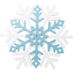 Snowflake Wooden Christmas Wall Decoration - 11.75" - White and Blue