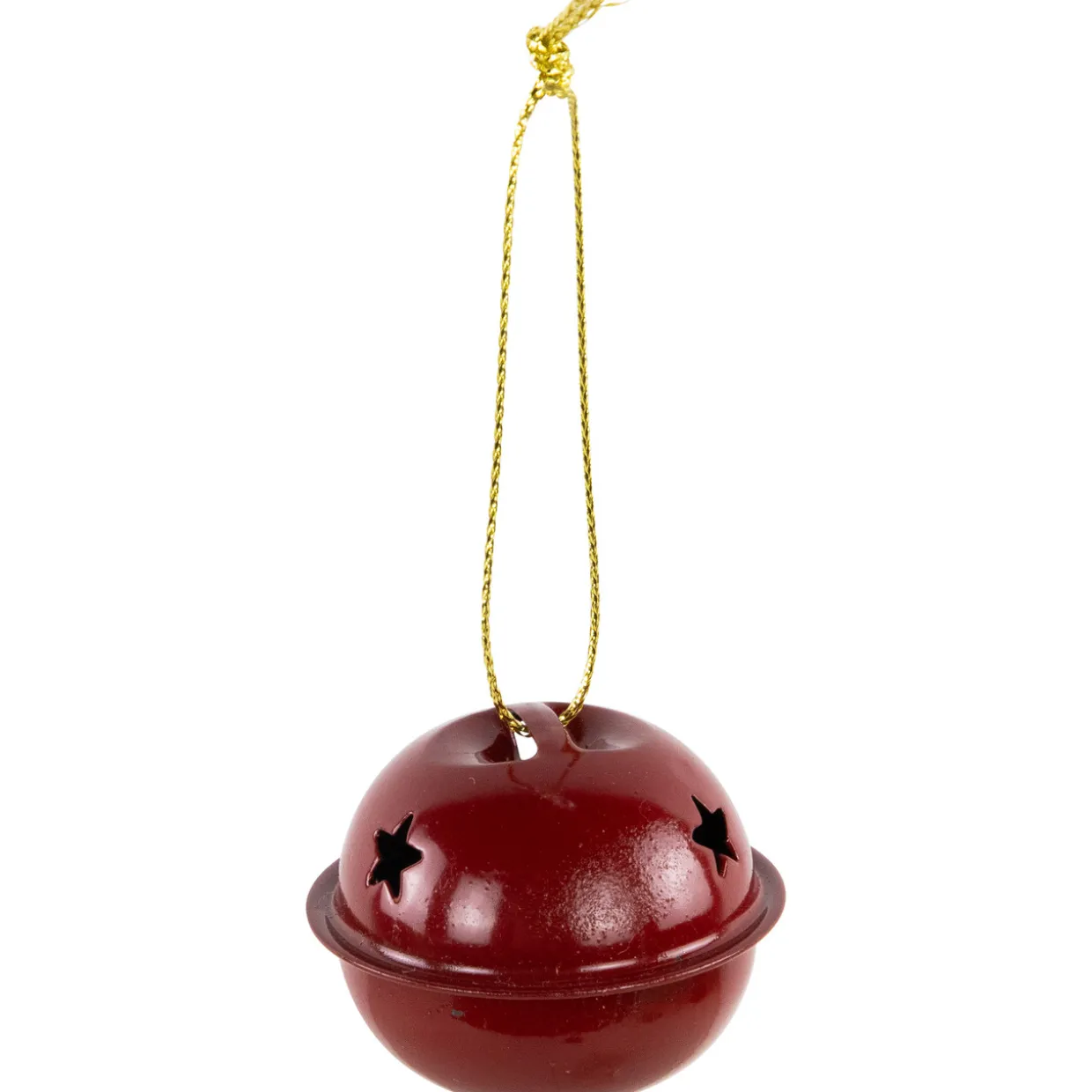 Snowflakes and Stars Christmas Jingle Bell Ornaments - 1.5" - Burgundy - 12ct